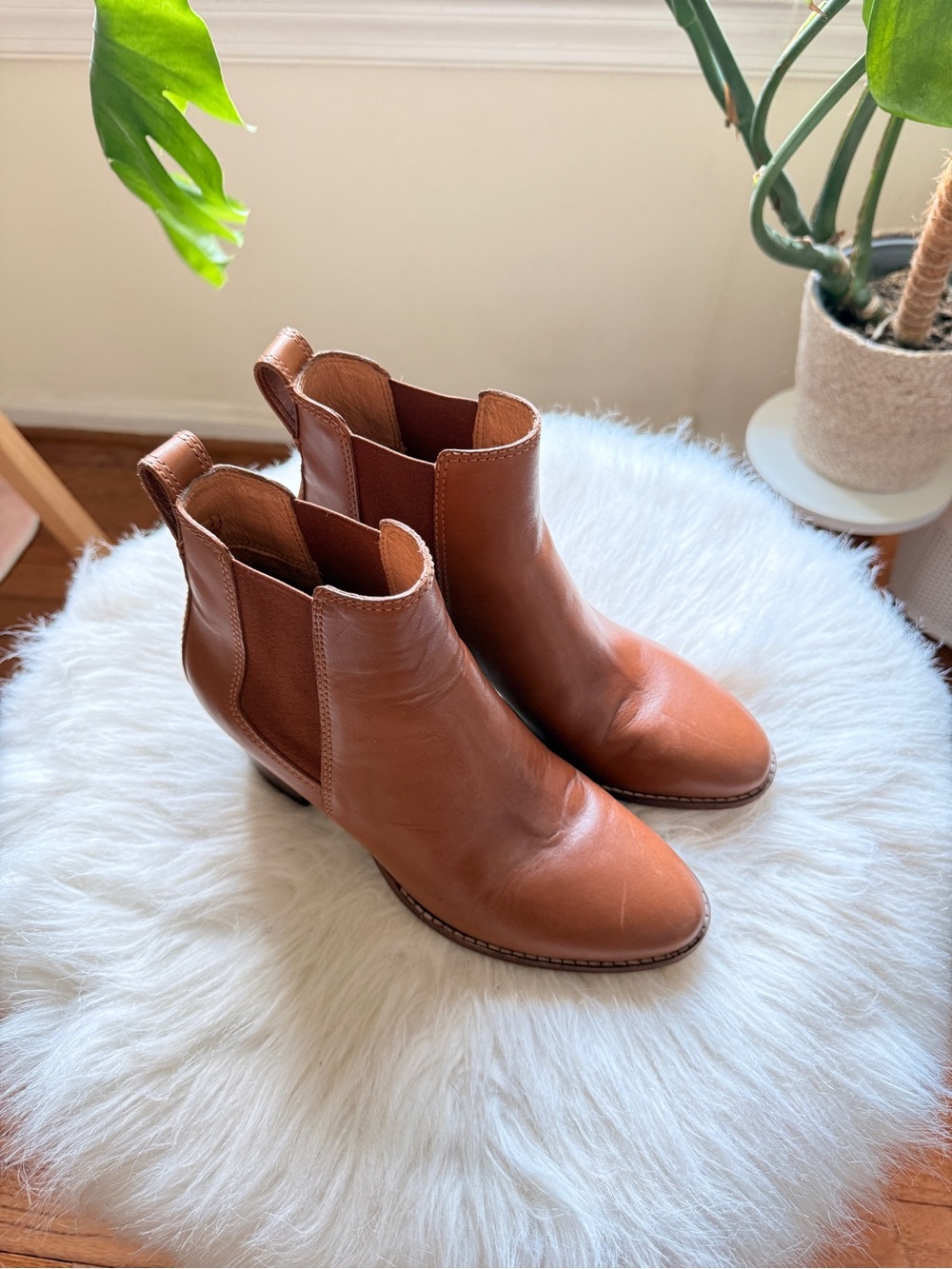 Madewell Tan Leather Chelsea Ankle Boots